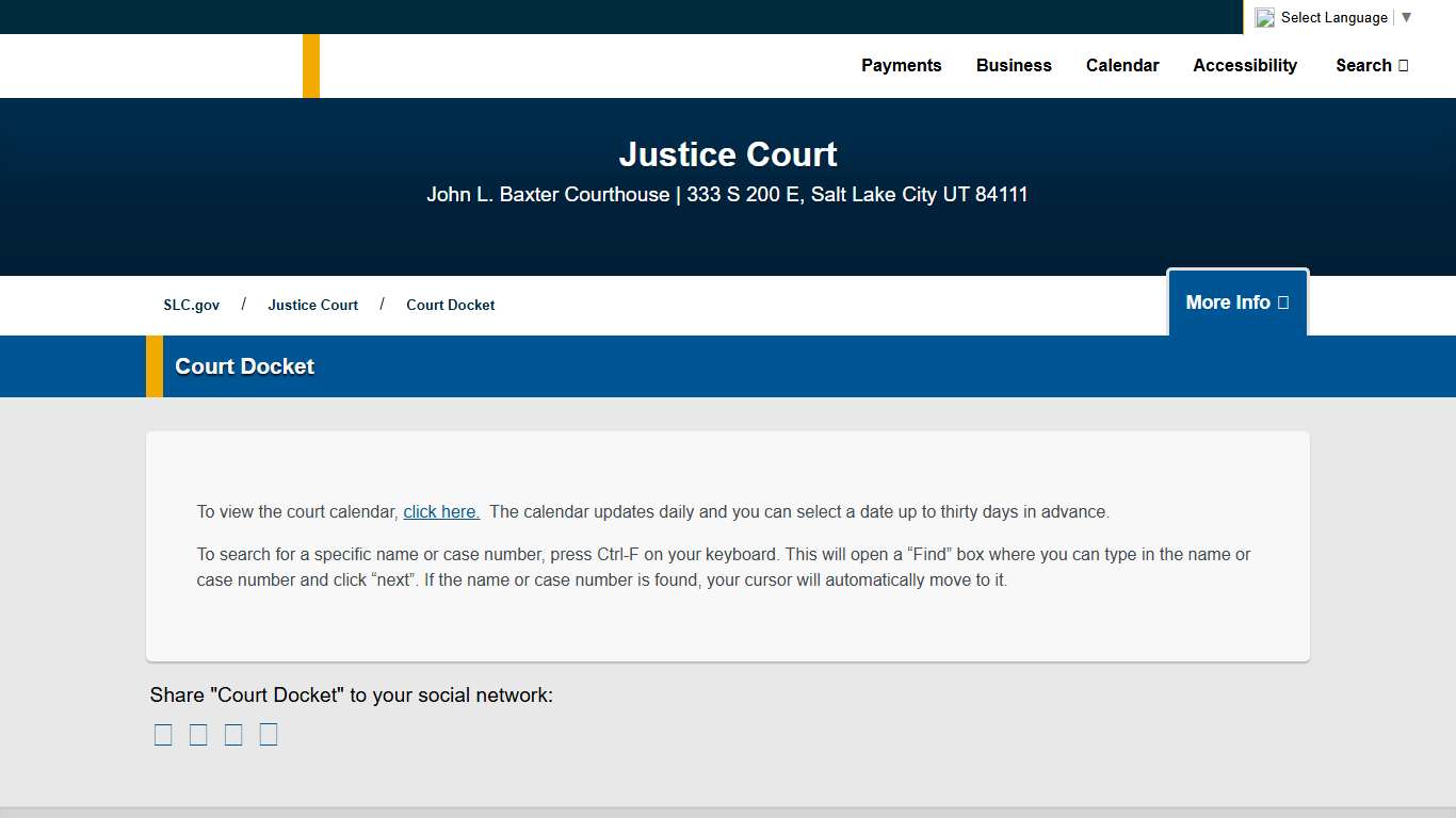 Court Docket | Justice Court