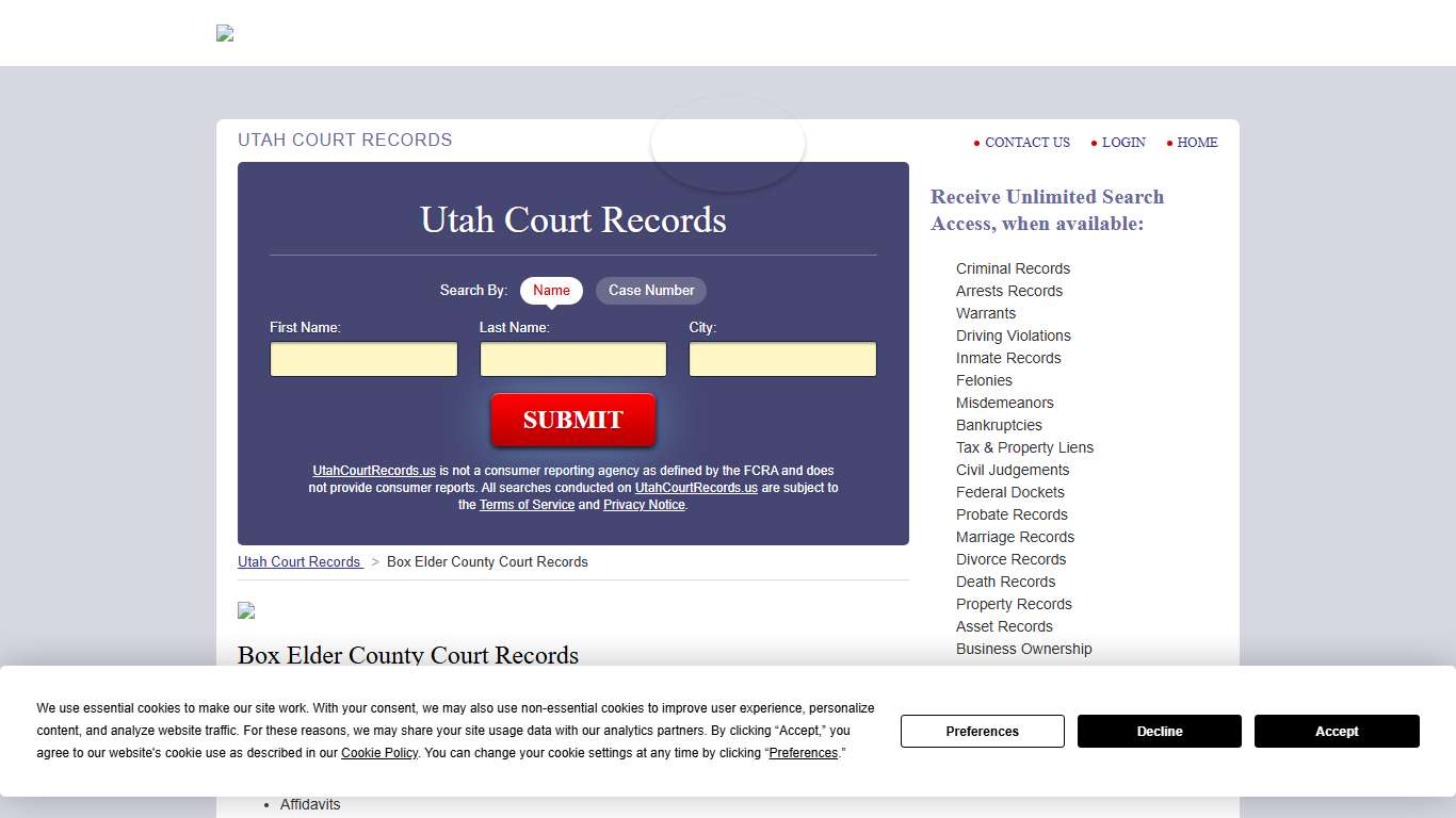 Box Elder County Court Records | UtahCourtRecords.us