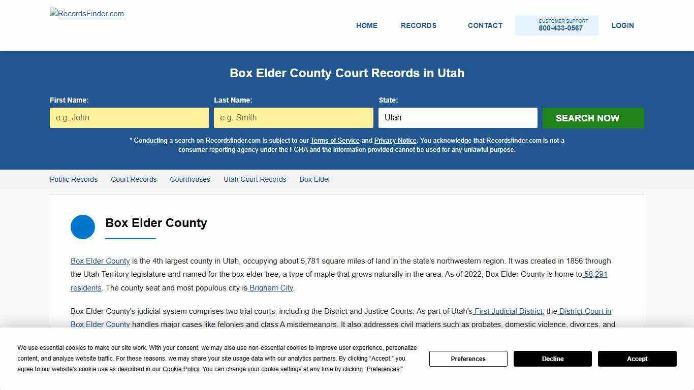 Search Box Elder Court Records & Courthouses, Utah UT