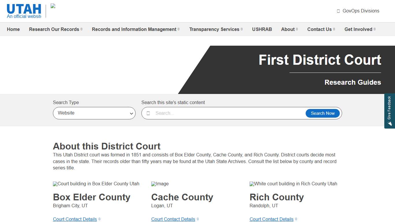 First District Court | Utah Division of Archives and Records Service