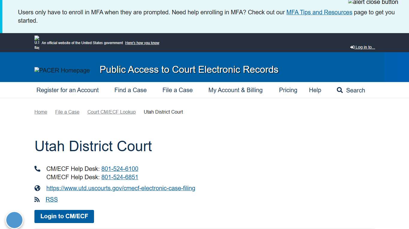 Utah District Court | PACER: Federal Court Records